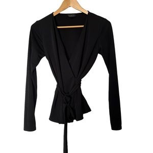 Topshop Black Wrap Top, 6